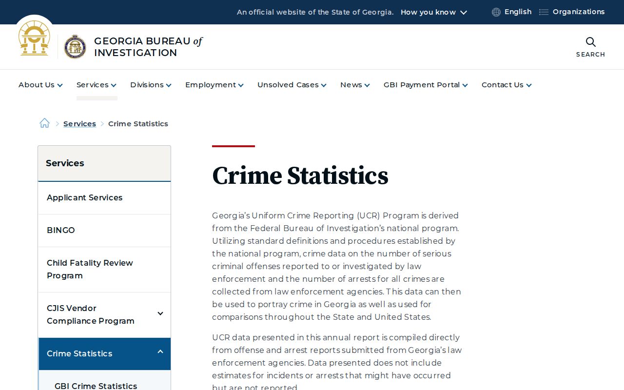 GBI crime statistics source for Wilcox County context