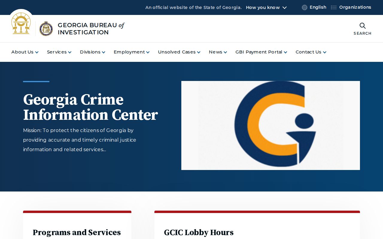Georgia Crime Information Center hub for Wilcox County criminal history