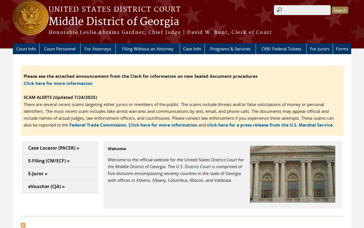Middle District of Georgia federal court website