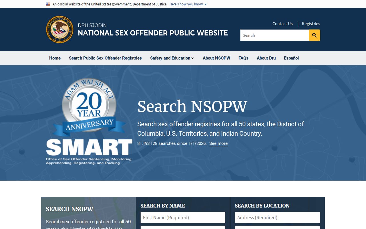 National Sex Offender Public Website search