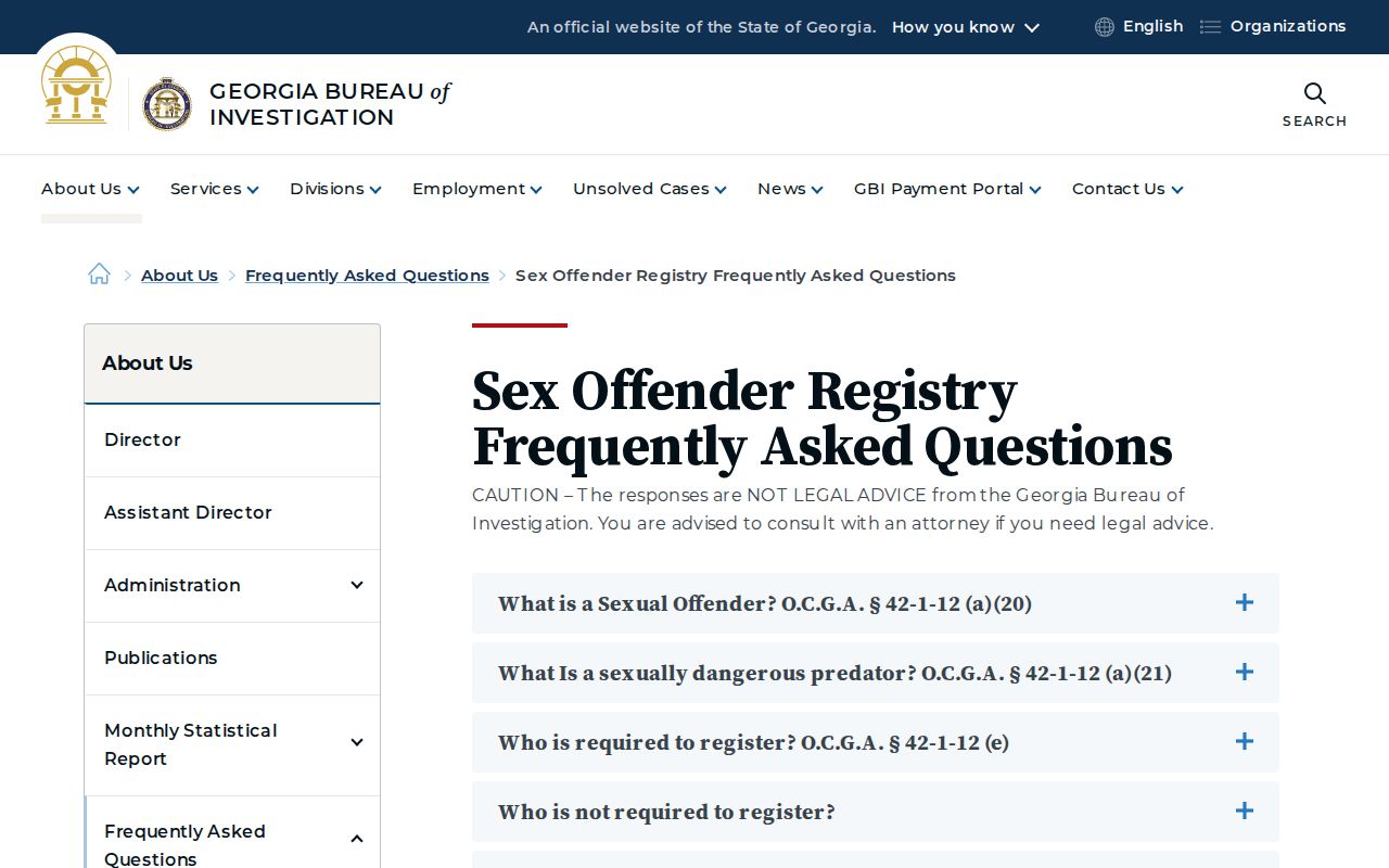 GBI sex offender registry frequently asked questions